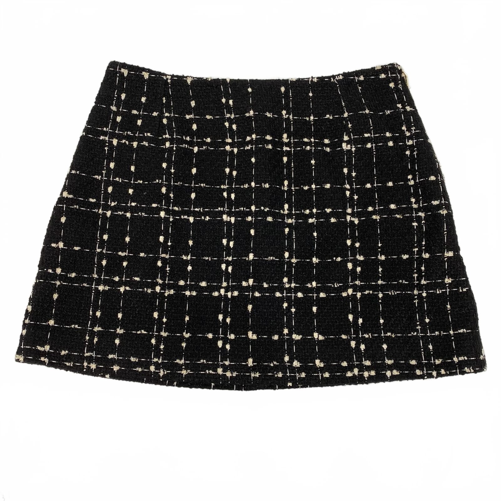 Ted Baker Black White Tweed Side Zip Mini Skirt | Women’s Regular L